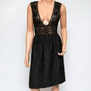 Beaded Black Ingwa Melero Cross Strap Cocktail Dress